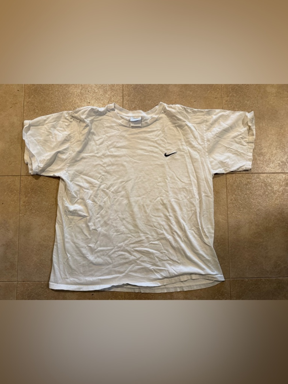 Vintage Nike White Short Sleeve Crew T-Shirt with Black Swoosh